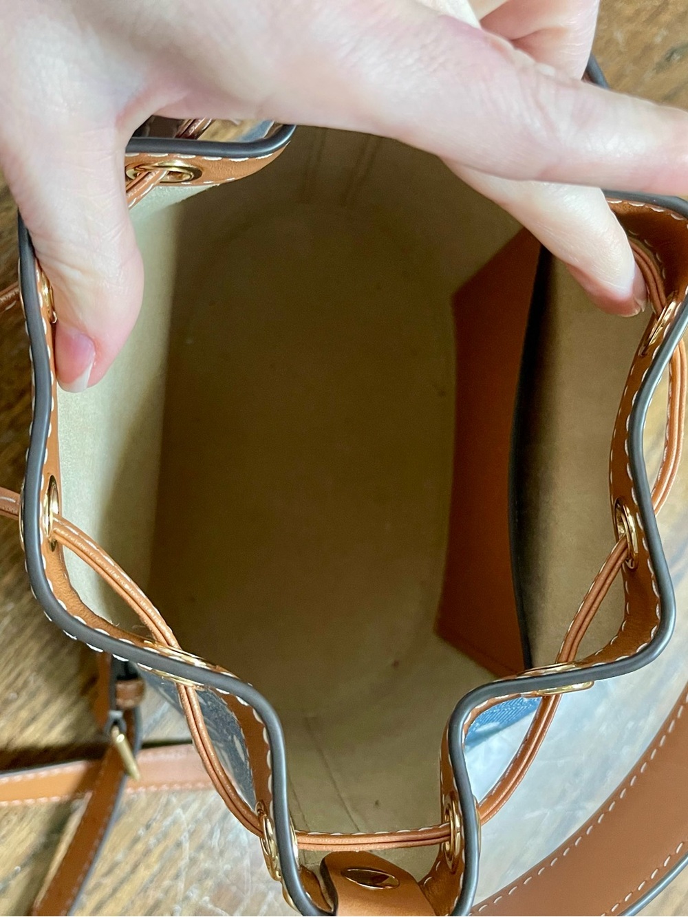 Tory Burch Monogram Bucket Bag - Picture 8 of 14